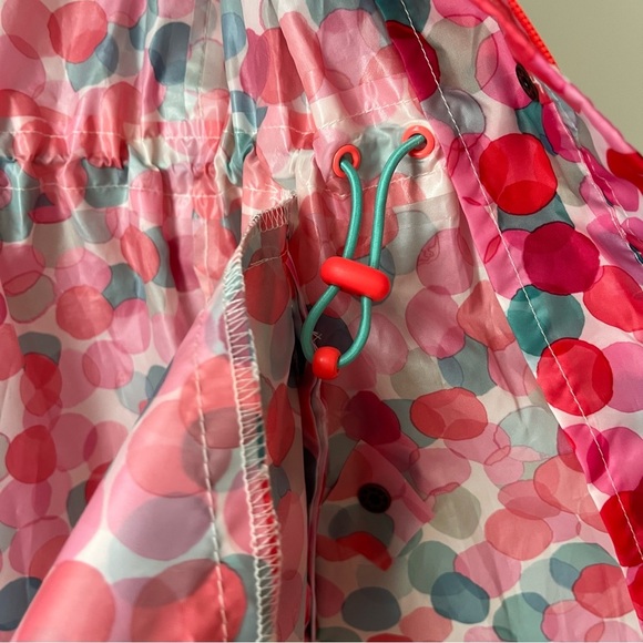Joules girls 7-8 long cinch waist hooded rain jacket coat polka dot colourful - Picture 7 of 11